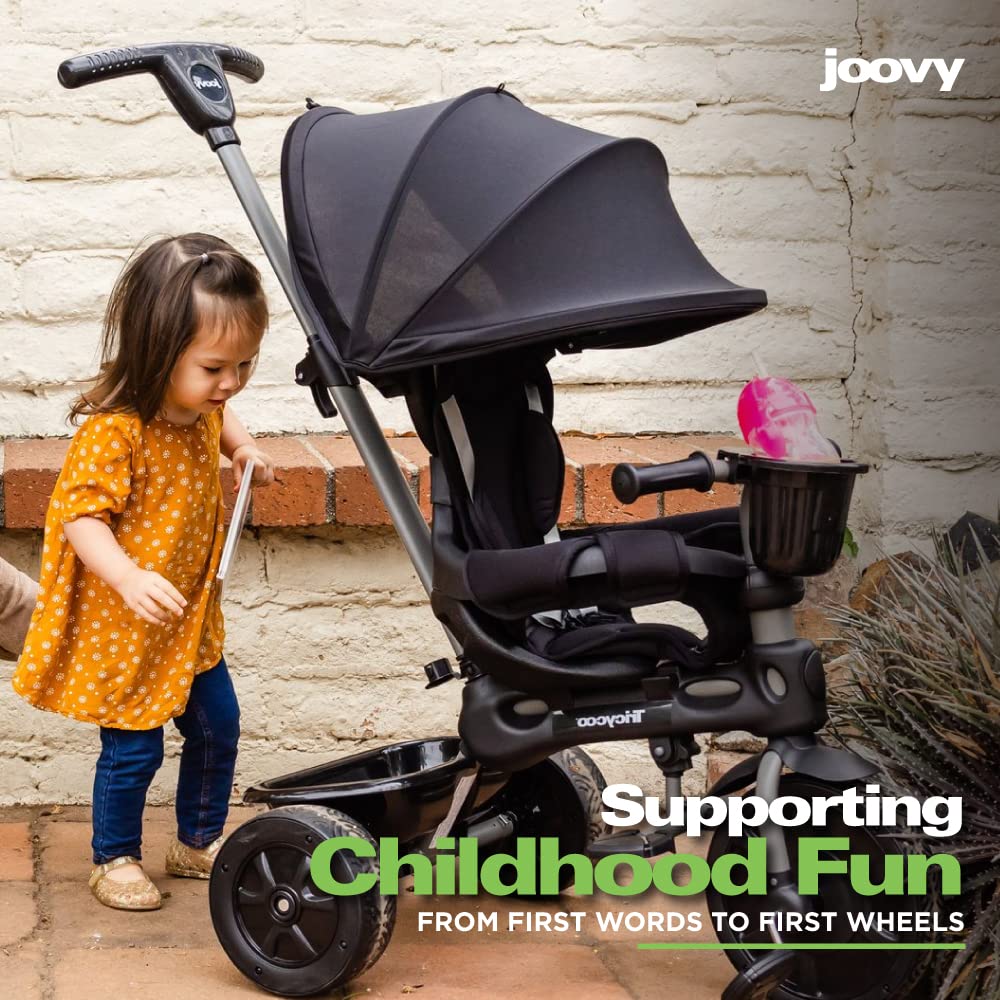 Joovy Tricycoo 4.1 retractable canopy shields from sun during adventures