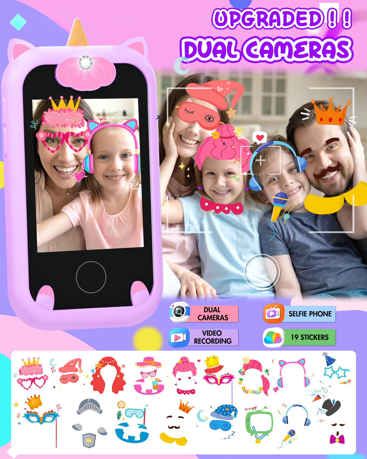 Joozfee Unicorn purple music playback emphasizes clear speaker for kid friendly listening