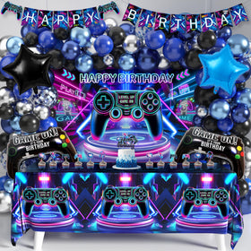 JOPHMO gamer backdrop 180x110 cm creates a dramatic video game party wall