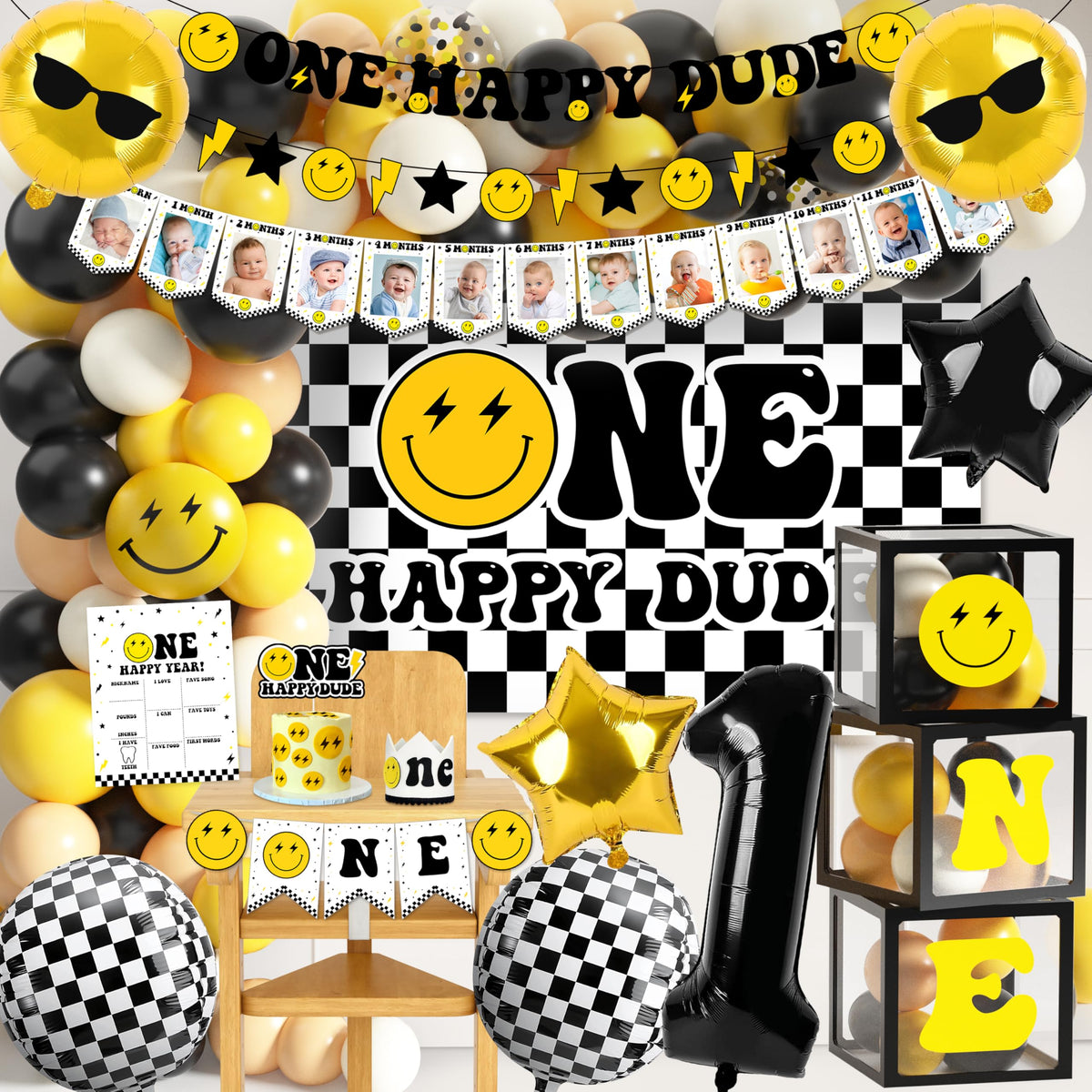 JOPHMO One Happy Dude banner adds festive color to your party space.