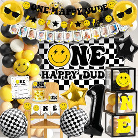 JOPHMO One Happy Dude banner adds festive color to your party space.