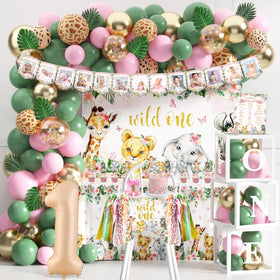 JOPHMO Wild One backdrop with safari theme creates a vibrant photo wall for memories