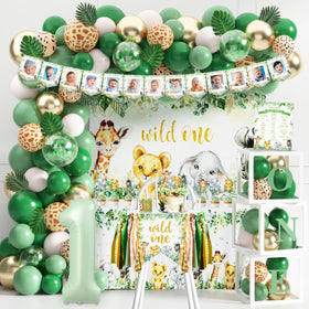 JOPHMO Wild One safari backdrop for vibrant jungle-themed birthday photos.