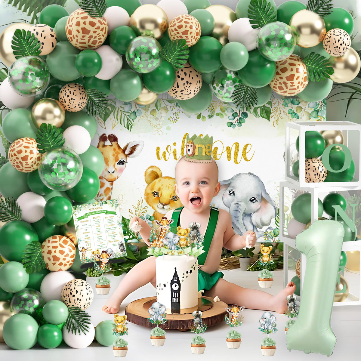 JOPHMO Wild One high chair banner in party photos.