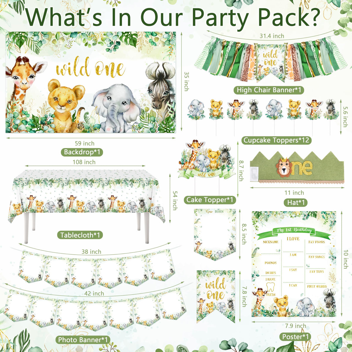 JOPHMO Wild One tablecloth with tropical print brightens party tables.