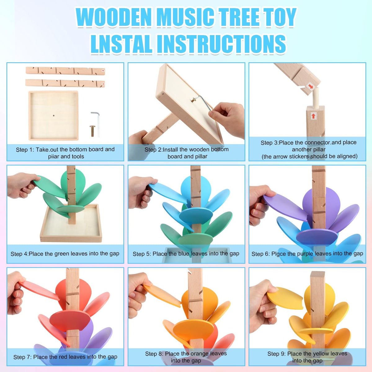 JOQQO wooden marble run tree marble path highlights smooth drops and melody.