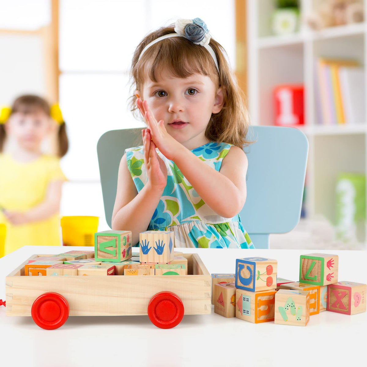Joqutoys abc blocks close-up show uppercase and lowercase letters for early literacy