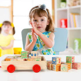 Joqutoys abc blocks close-up show uppercase and lowercase letters for early literacy