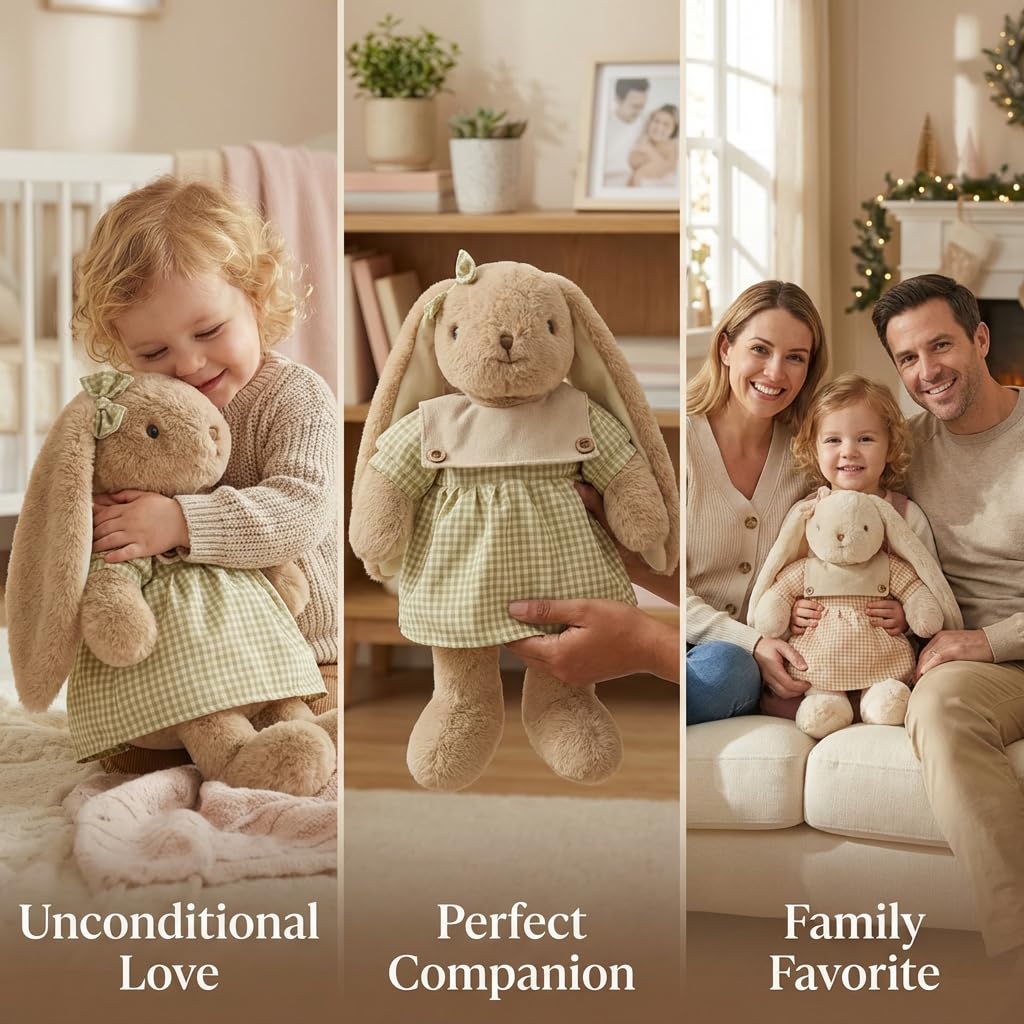Jorkei bunny ideal size for hugging, bedtime cuddles, and display.