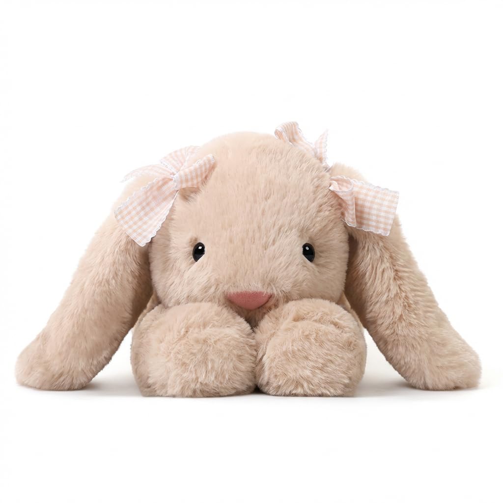 Jorkei Bunny plush beige with elegant gown detail for Easter décor