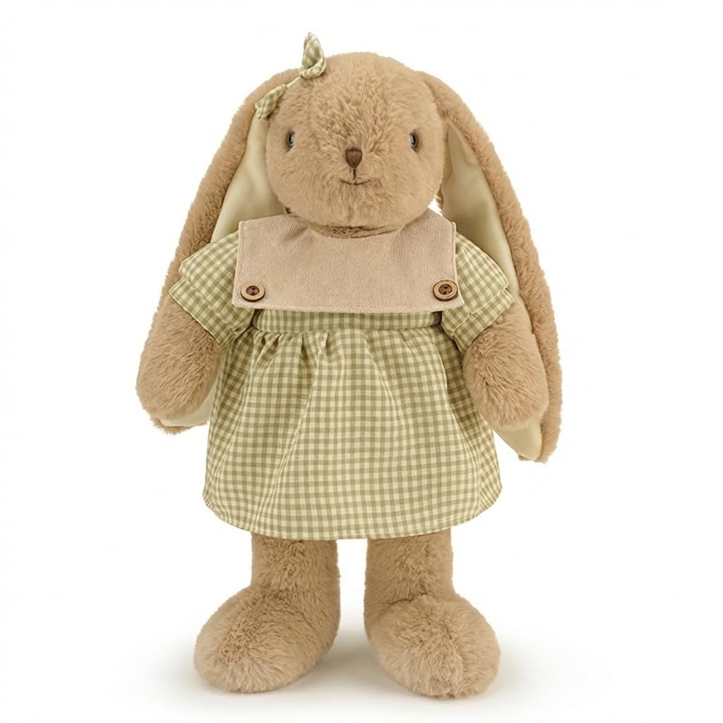 Jorkei bunny stuffed animal in brown, 12 inch size for cuddling and play.