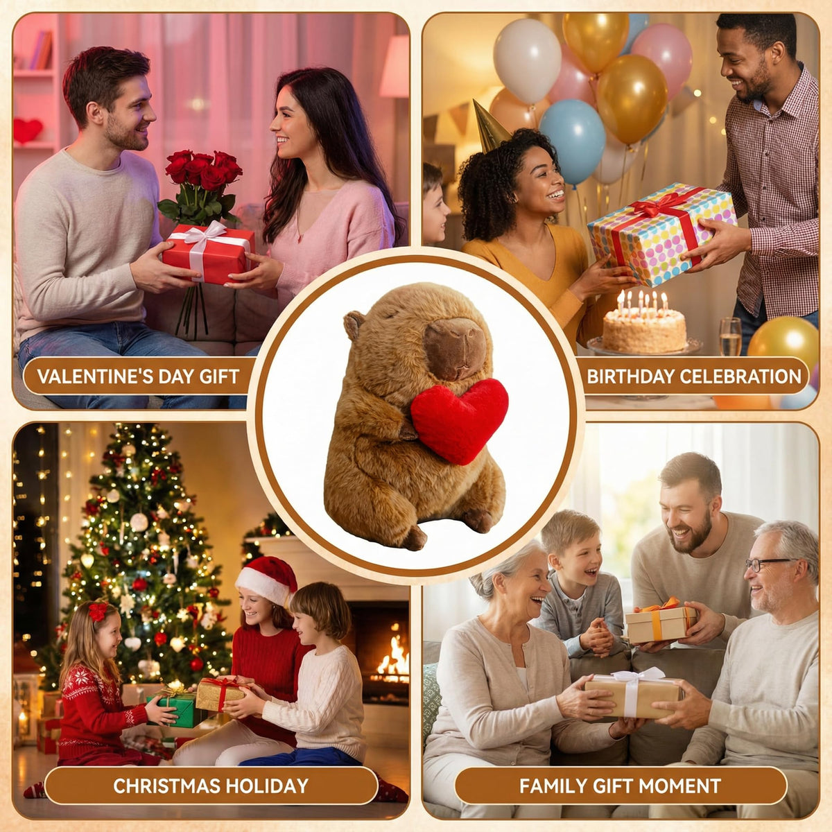 Jorkei heart-holding capybara plush decor for home