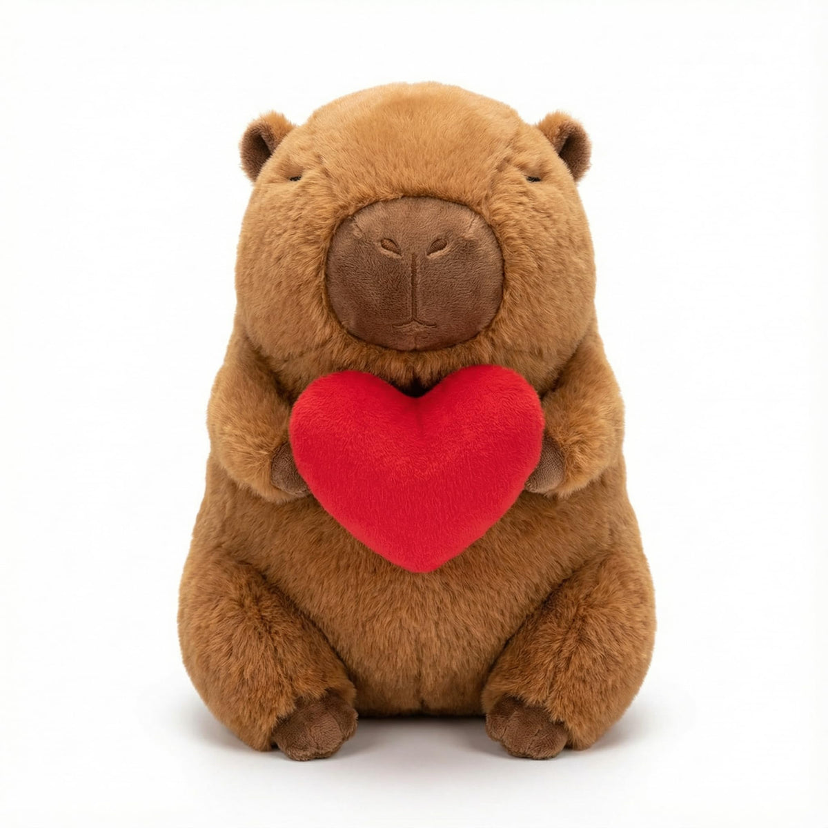Jorkei Valentine’s Heart-Holding Capybara Plush with soft cuddle texture