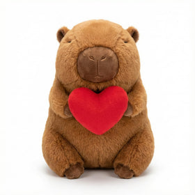 Jorkei Valentine’s Heart-Holding Capybara Plush with soft cuddle texture