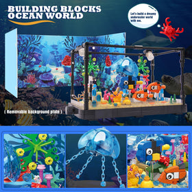 Jorumo marine figures set including dolphin, turtle, and crab for assembly