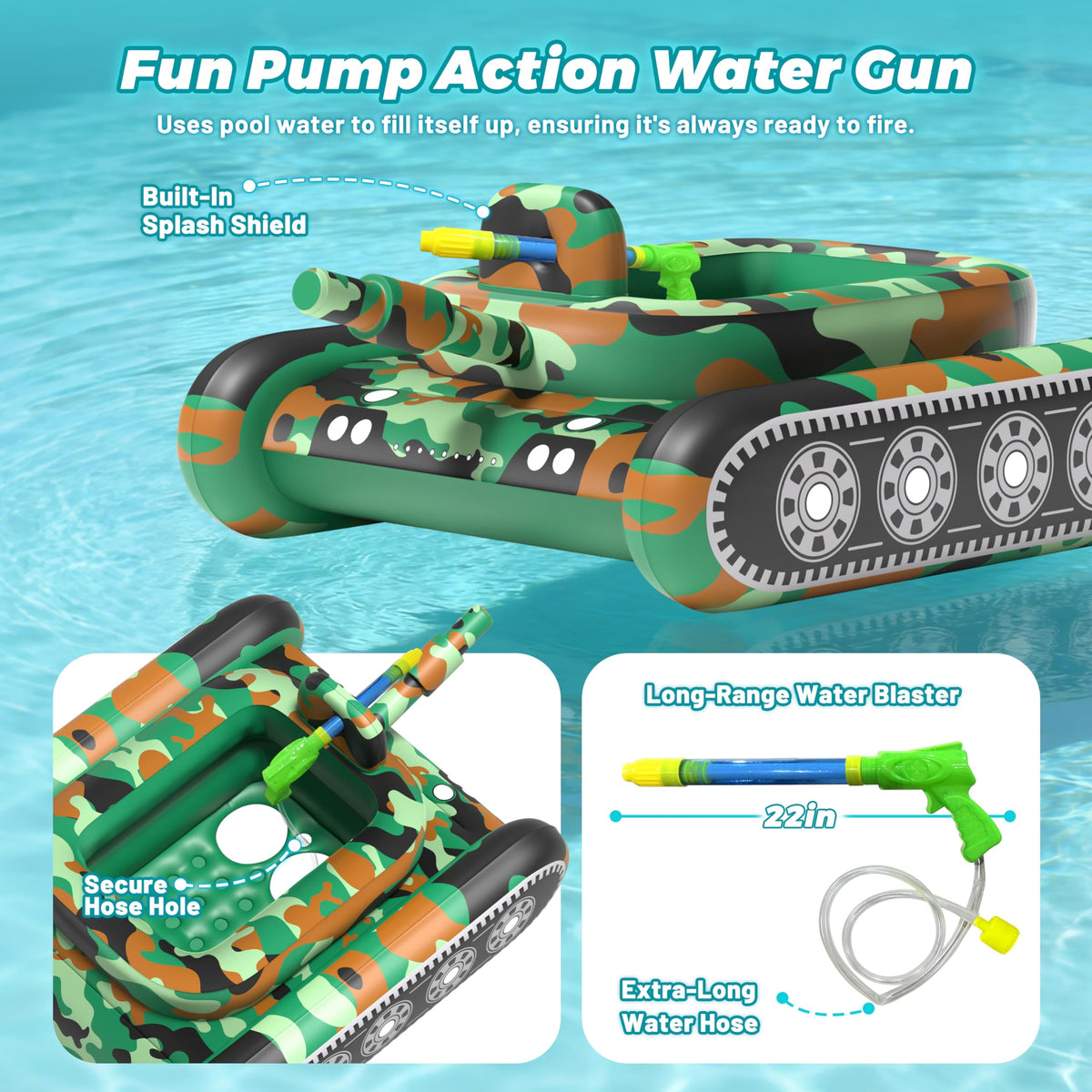 JOSEN tank float's durable PVC supports up to 350 lbs.