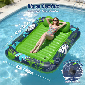 JOSEN oversized pool float shows expansive lounging space for two adults.