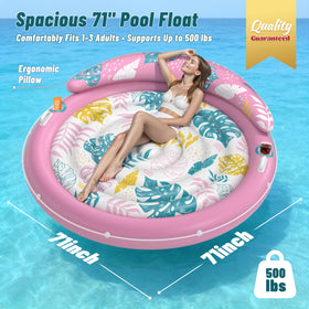 JOSEN pool float with ergonomic pillow supports head and neck for comfort