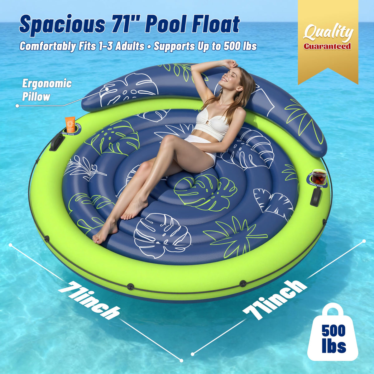 JOSEN ergonomic pillow supports neck during sunbathing on the float
