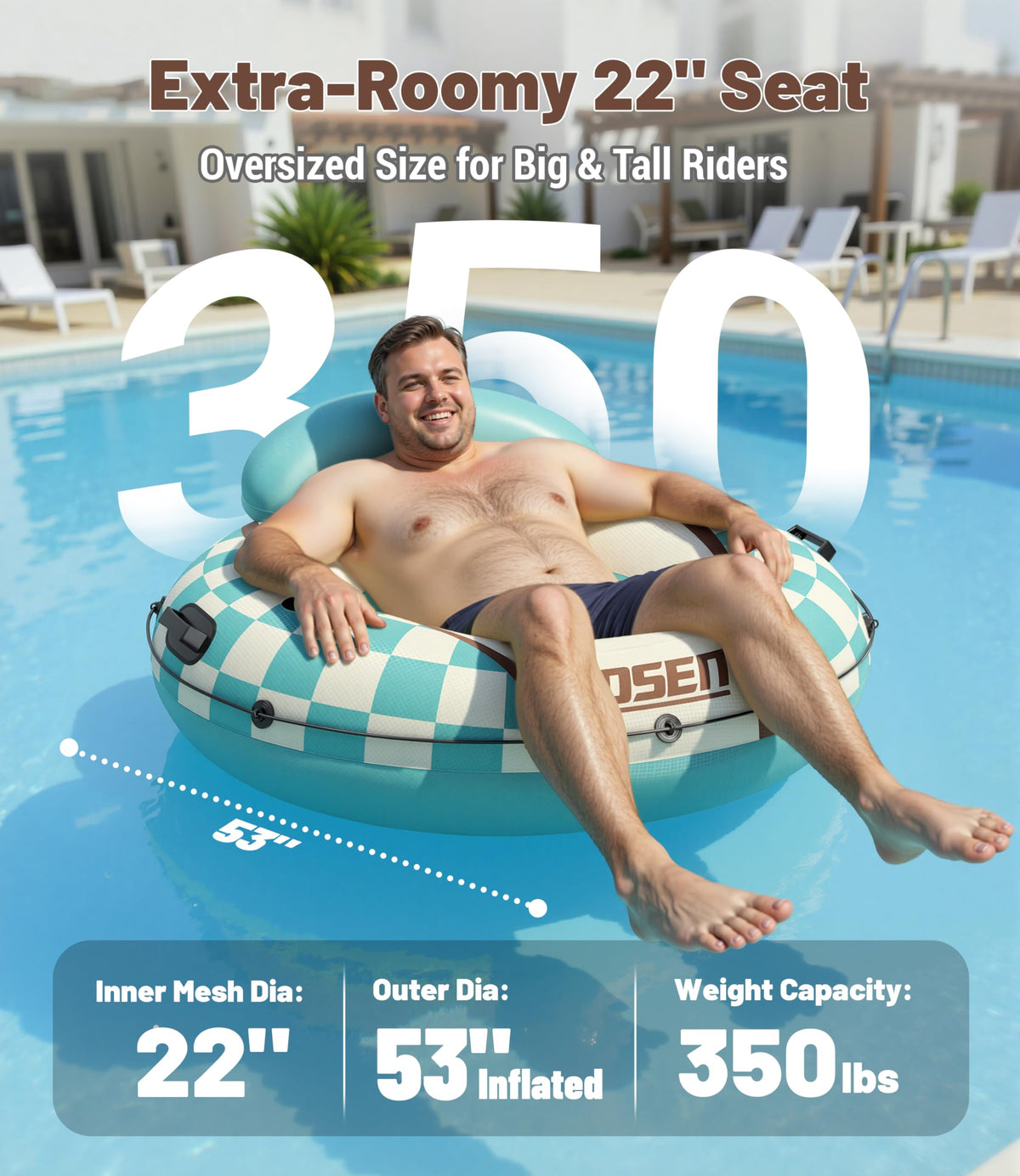 JOSEN river tube backrest valve for adjustable support while lounging