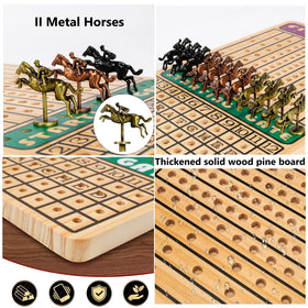 JOTOETYYS Horse Race Board Game four dice enable quick turns.