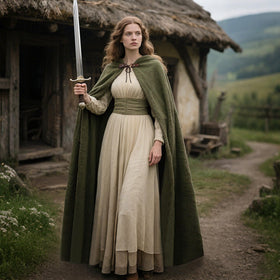 Metal D-rings with leather buckle add authentic medieval touches.
