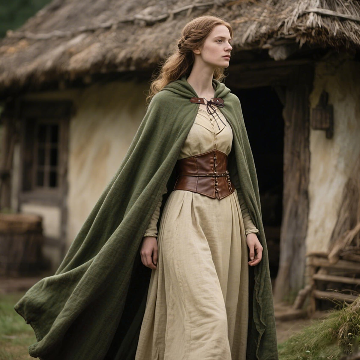 Cloak in flowing silhouette during movement for cosplay flair.