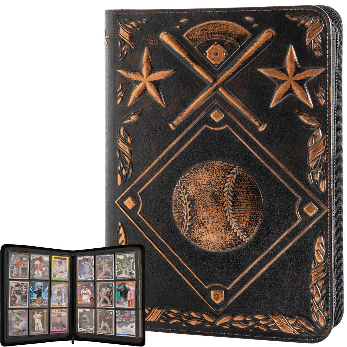 Joust Baseball Card Binder front cover shows a striking 3D design for durable protection