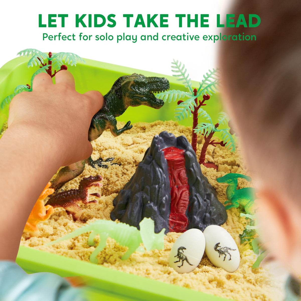 Kids build a dino habitat to support fine motor and spatial skills
