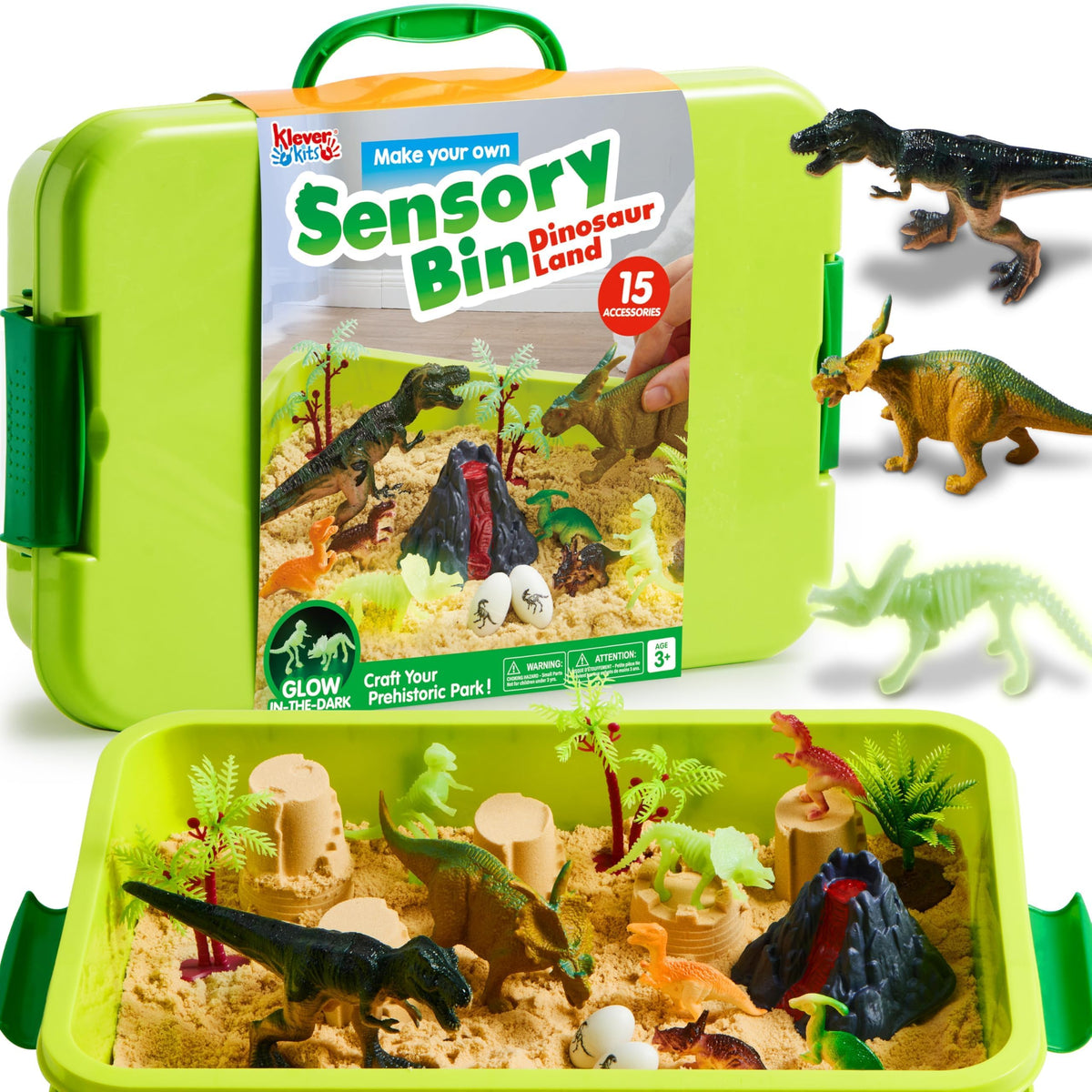 JOVA Klever Kits sensory bin with dinosaurs for immersive indoor exploration