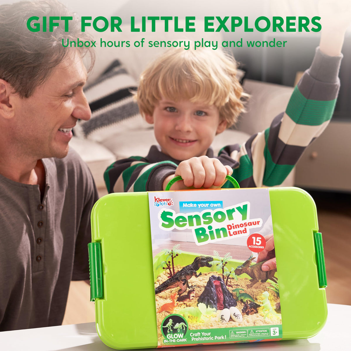 Educational dinosaur play for toddlers with sensory textures