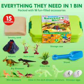 Mess-free sand designed for moldable dino play