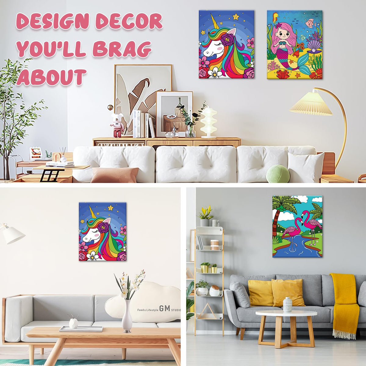 Jovial & Joyful frame and hooks for displaying finished art
