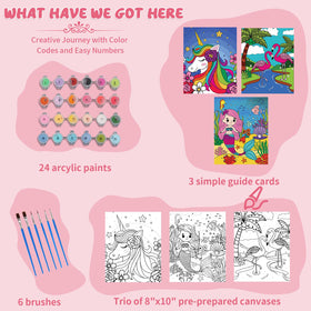 Jovial & Joyful flamingo canvas for kids with easy-to-follow design