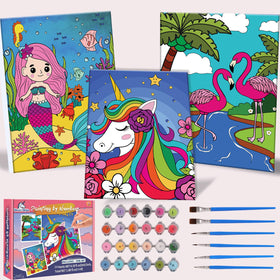 Jovial & Joyful unicorn canvas for kids, ready-to-paint for imaginative play