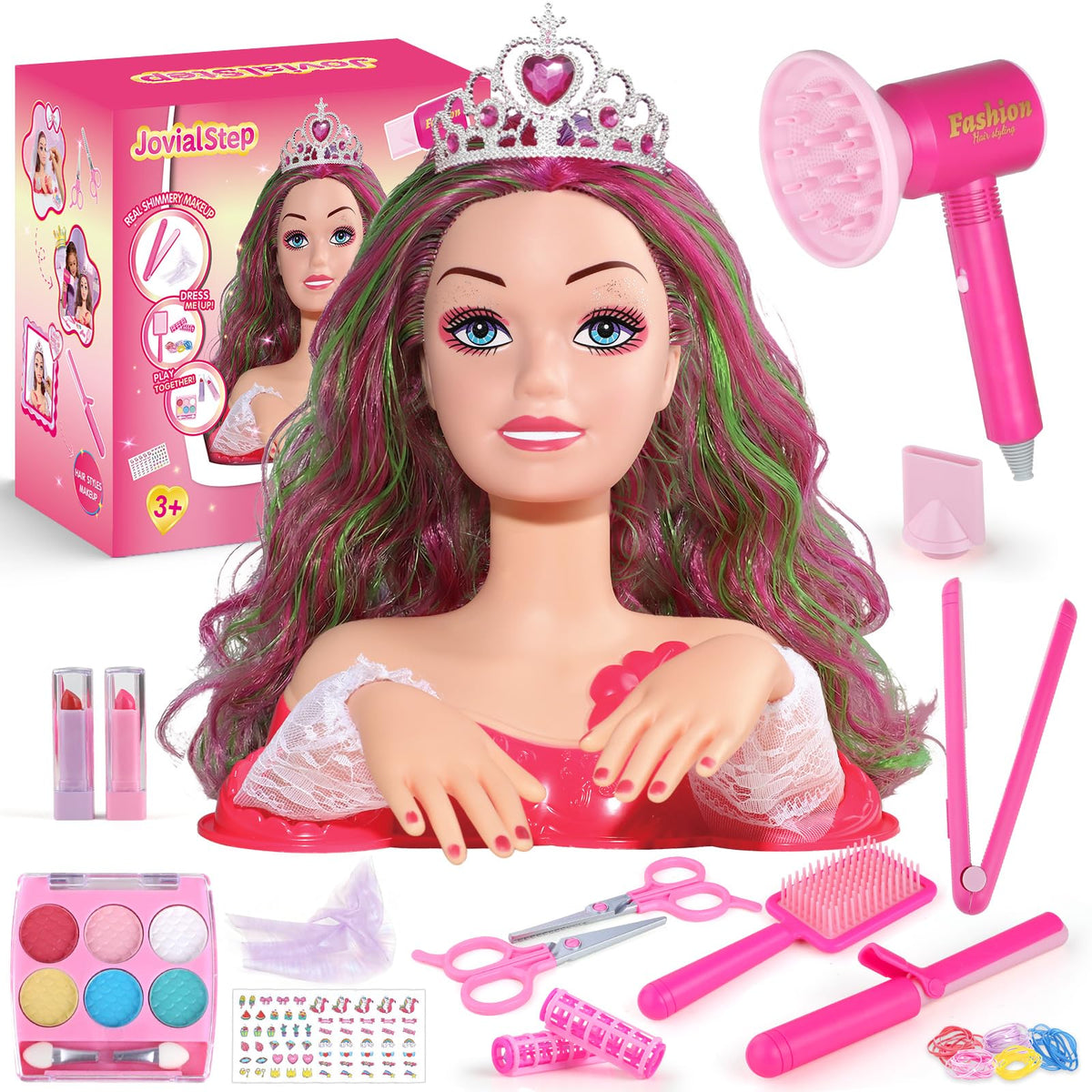 JovialStep hair-styling doll head ready for imaginative home salon play