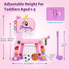 Jovizo 4-in-1 golf ball and club; introduces multi-sport pretend play for toddlers.