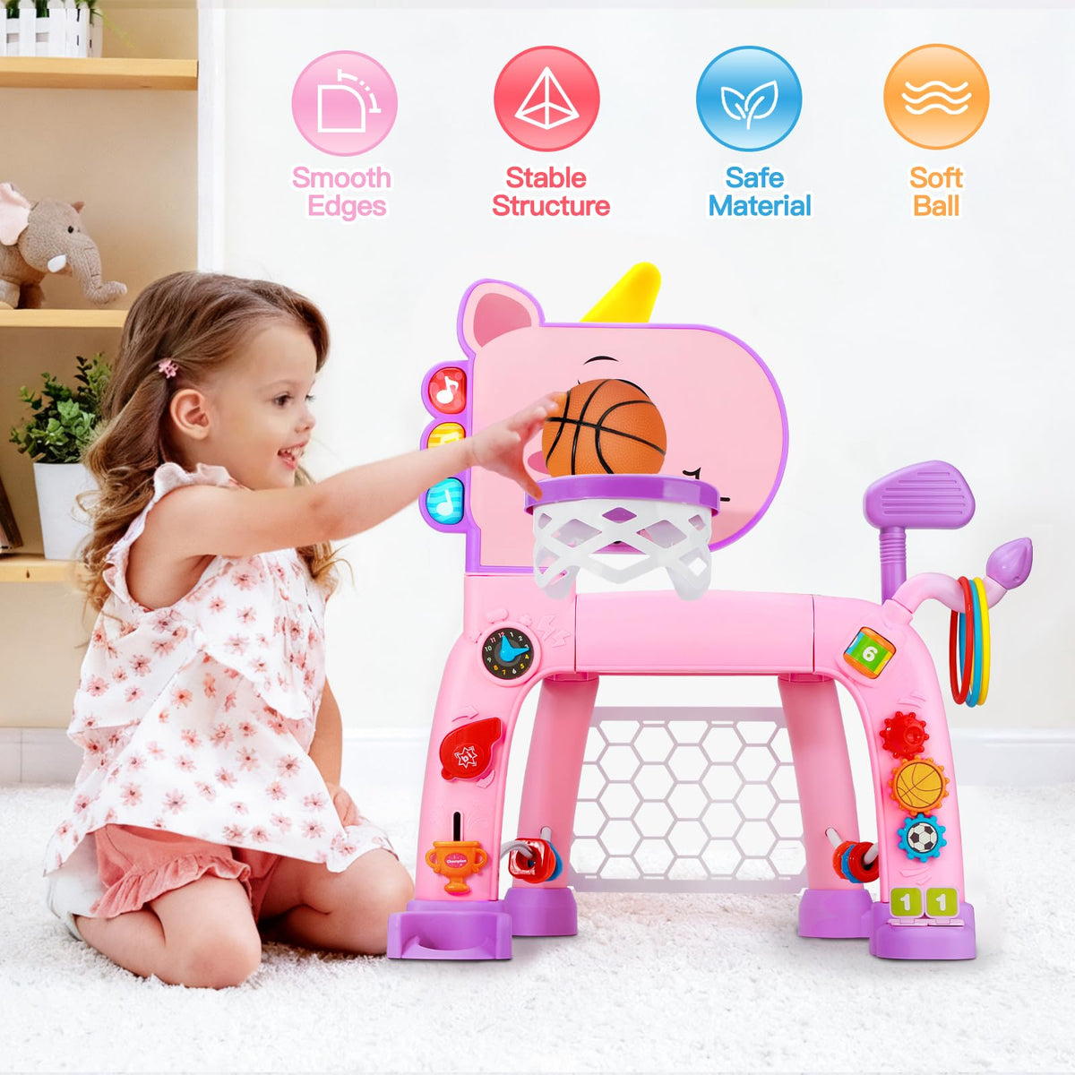 Jovizo 4-in-1 stable base; four legs offer sturdy support for energetic play.
