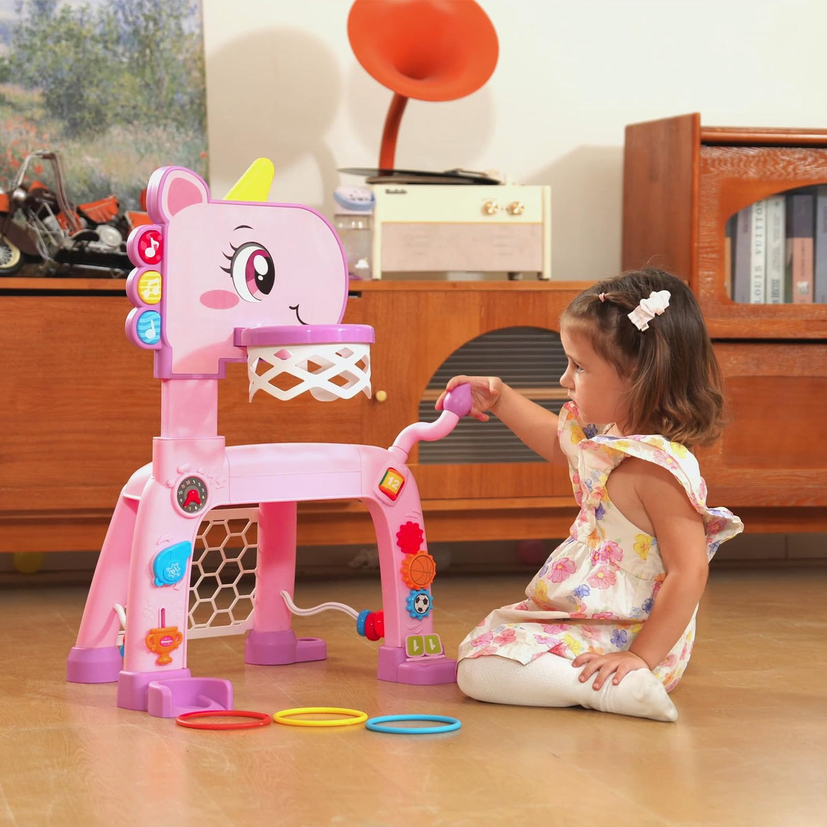 Jovizo 4-in-1 trophy and horn; rewards fun actions and adds delight to play.