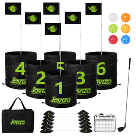 Jovizo backyard golf 6-hole course ready for quick setup and play