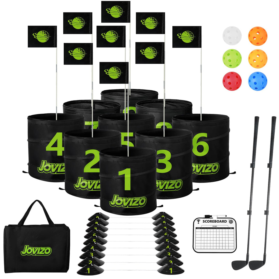 Jovizo Golf Chipping Game with 9 holes for backyard practice.