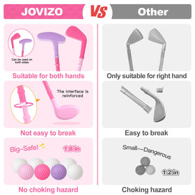 Jovizo toddler golf clubs shown with detachable heads for versatile use