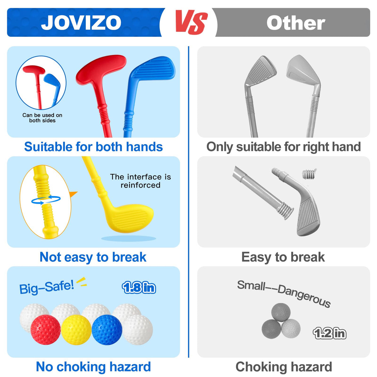 Jovizo wood club lets toddlers simulate real golf swings in playful learning.