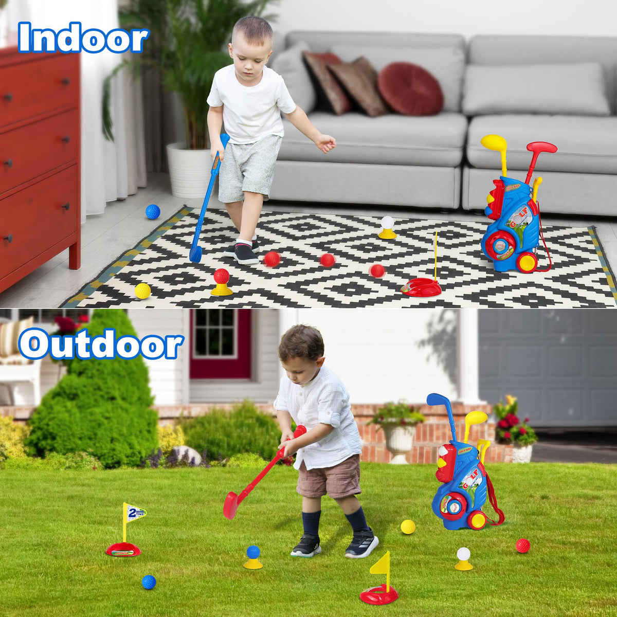 Two holes and flags from Jovizo set up mini courses anywhere.