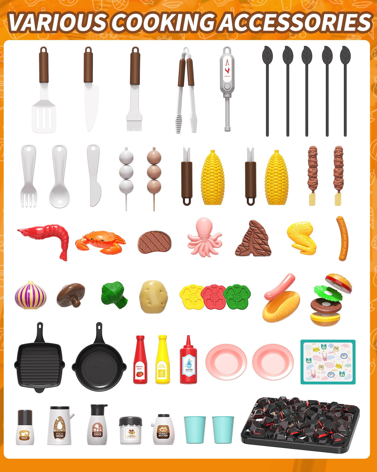 Jovow 60-piece accessory set with burgers and hot dogs boosts collaborative cooking