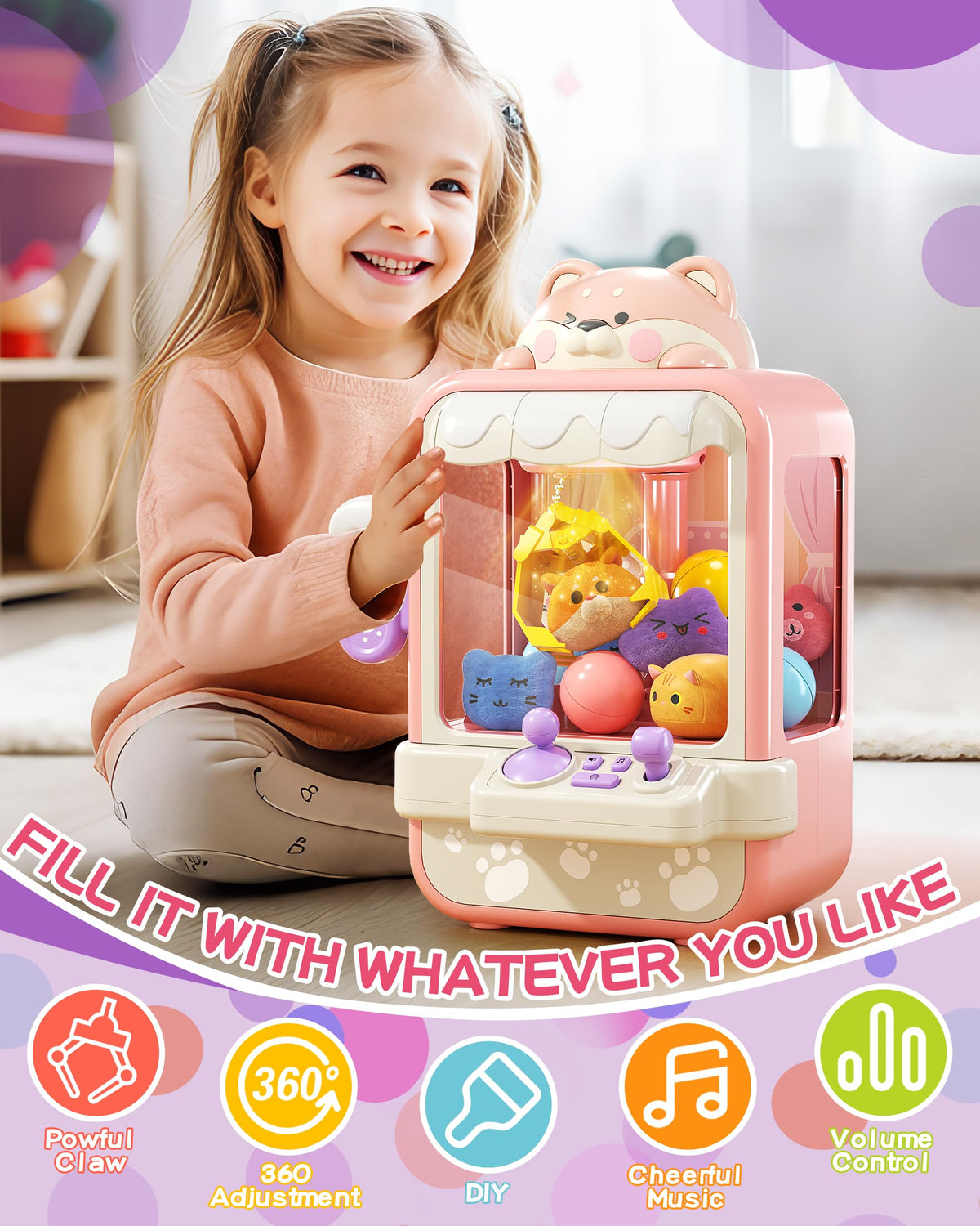 Jovow Claw Machine 60-second challenge mode boosts family competition.