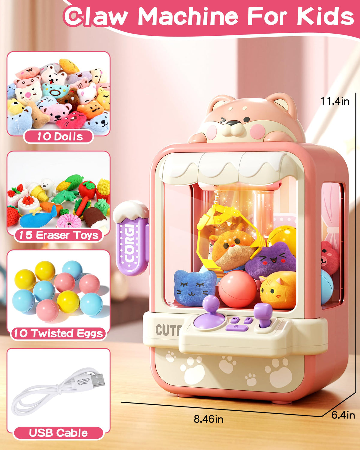 Jovow Claw Machine ABS construction with smooth edges for safe use.