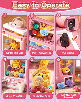 Jovow Claw Machine detailed-controls image indicates adjustable music and silent mode options.