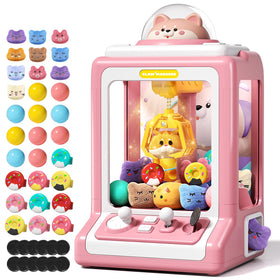 Jovow Claw Machine doggy pink front view shows kid-friendly arcade play and easy prize pickup.