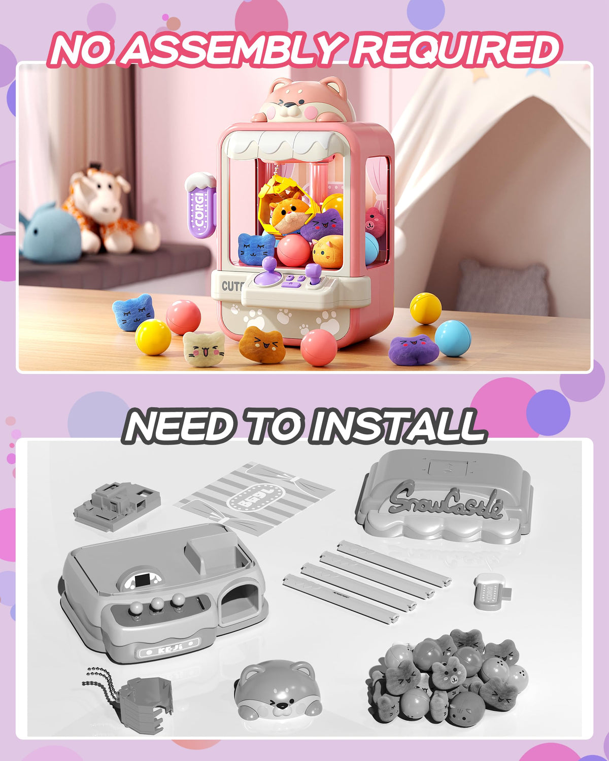 Jovow Claw Machine dual power modes for flexible setup.